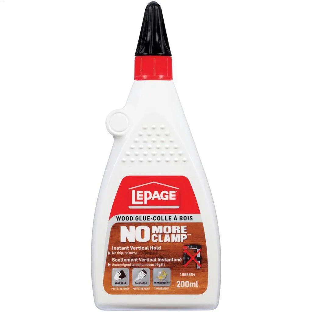 LePage\u00ae 200 mL Plastic Bottle White No More Clamp Wood Glue
