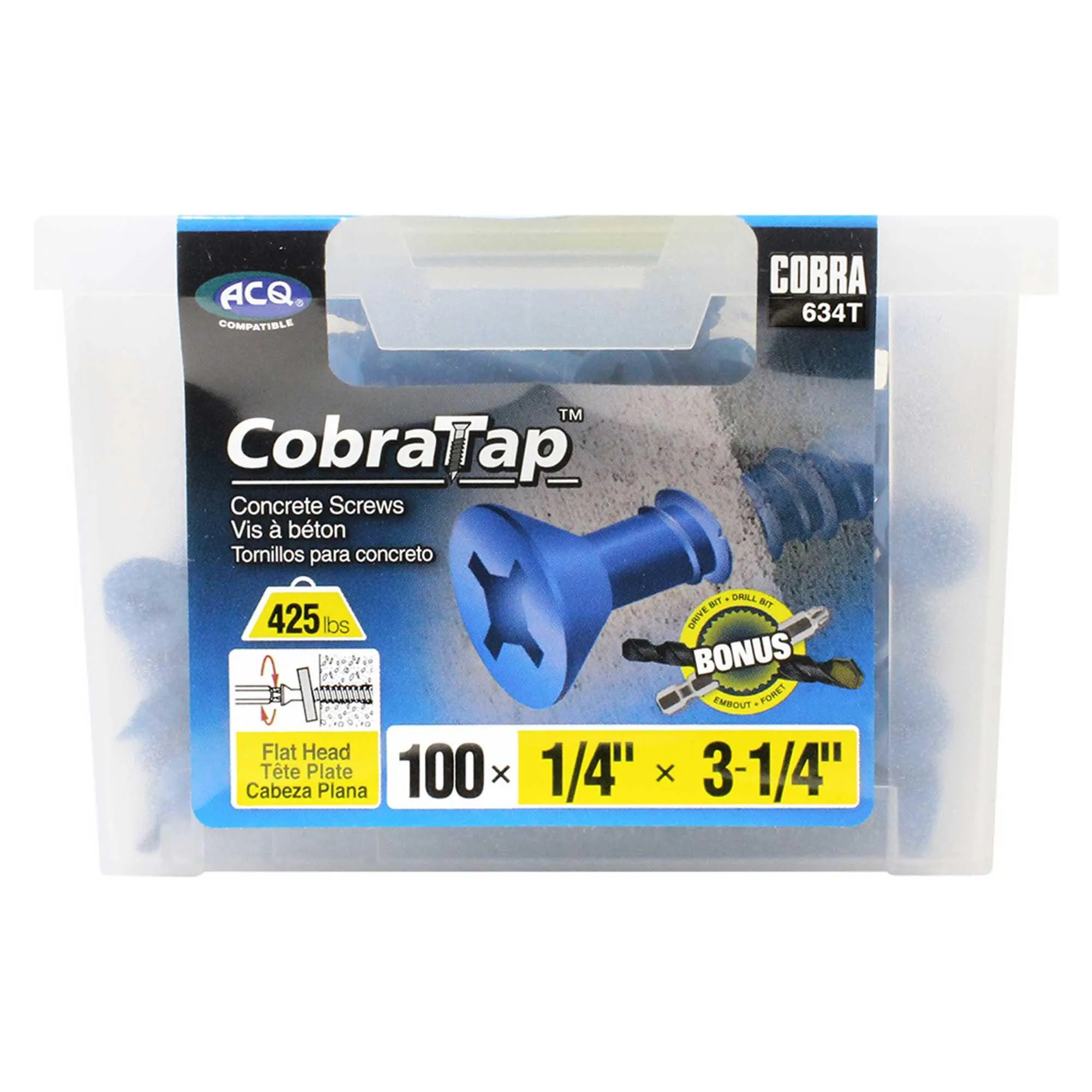 Concrete Screw Flat Head 1/4