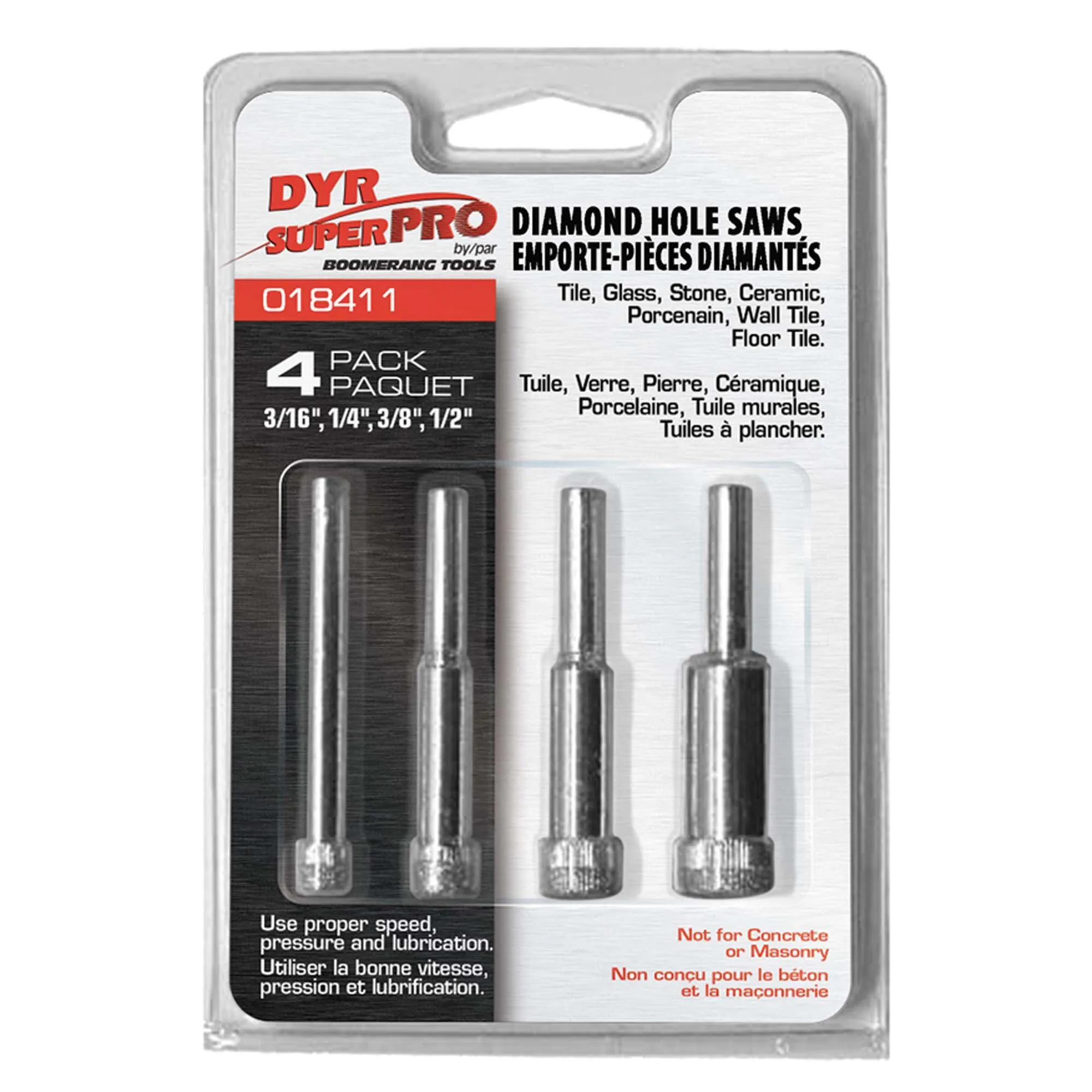 4 Piece Diamond Hole Saw Set