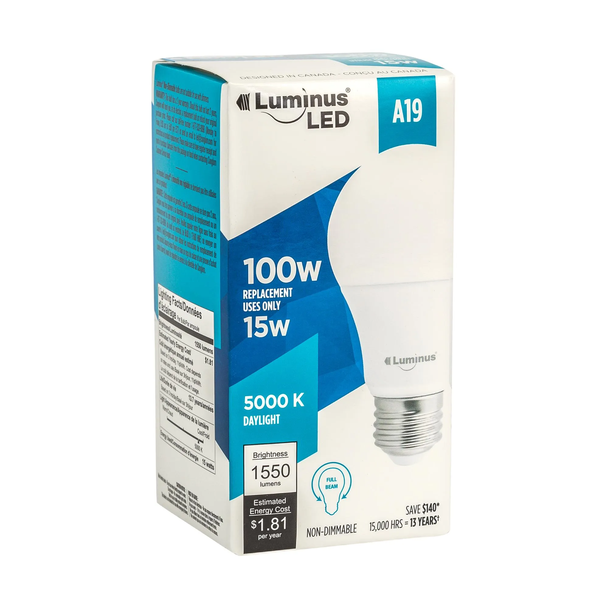 LED 15 Watt A19 5000K Bulb