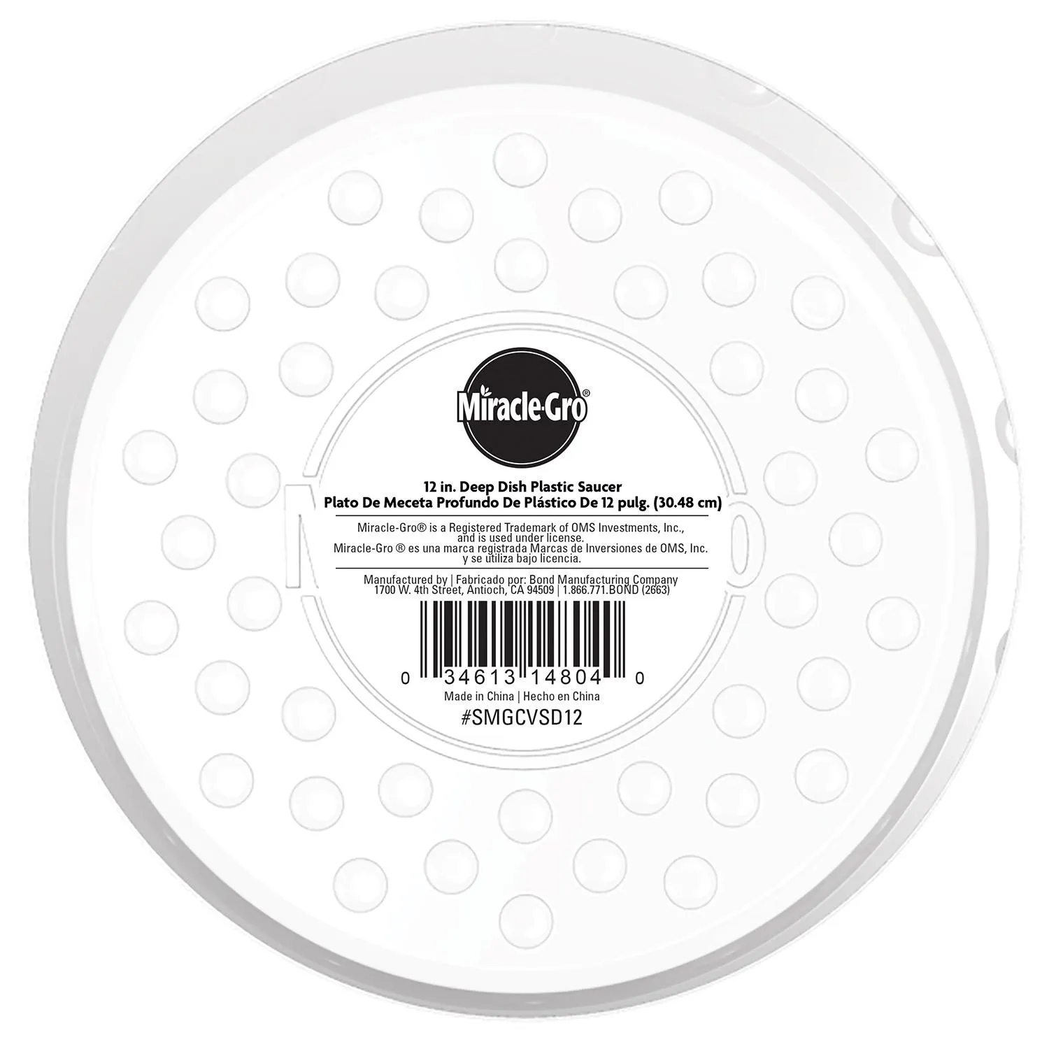 12" Deep Clear Plastic Saucer