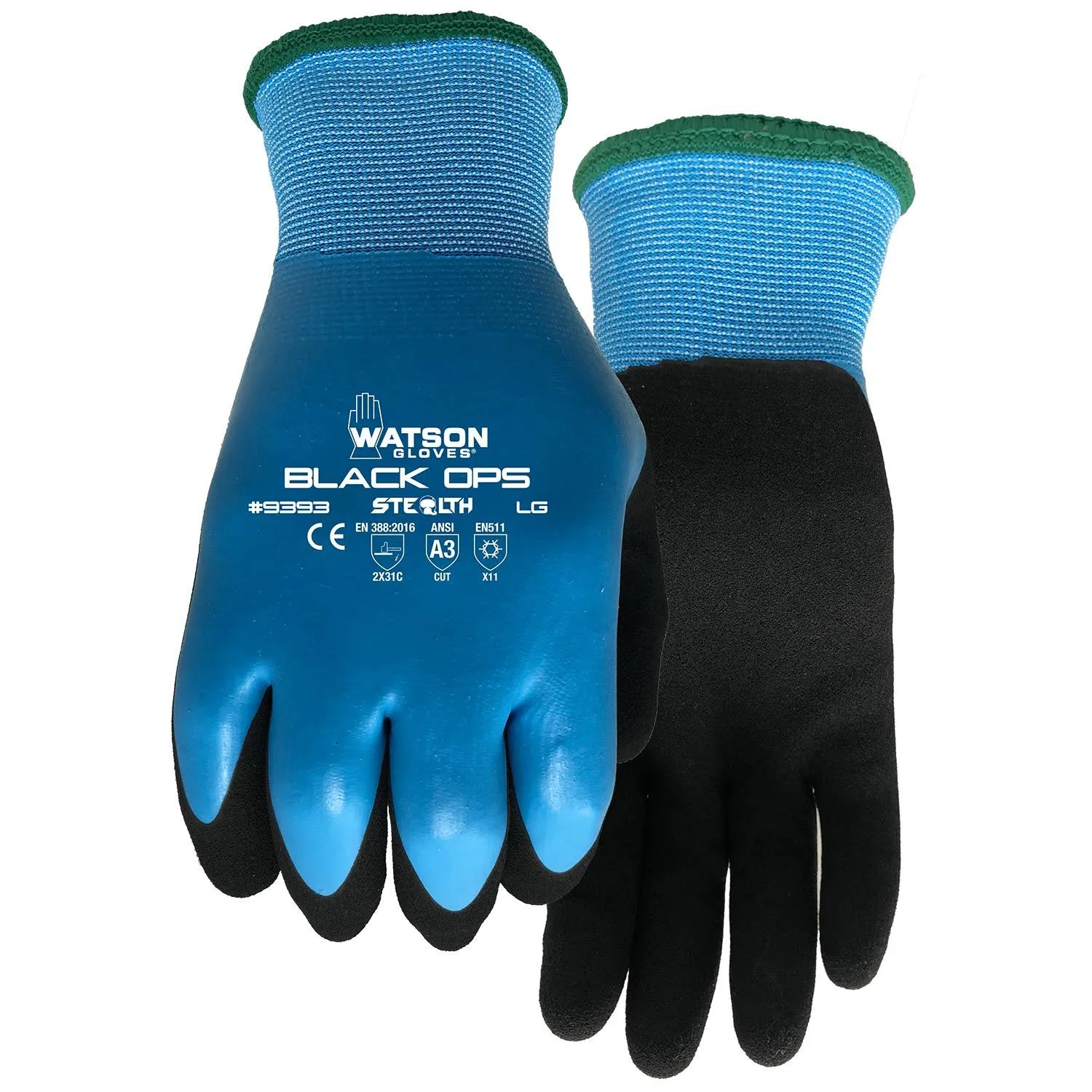 Gants enduits de nitrile aux 3/4, grand, Stealth Cold War