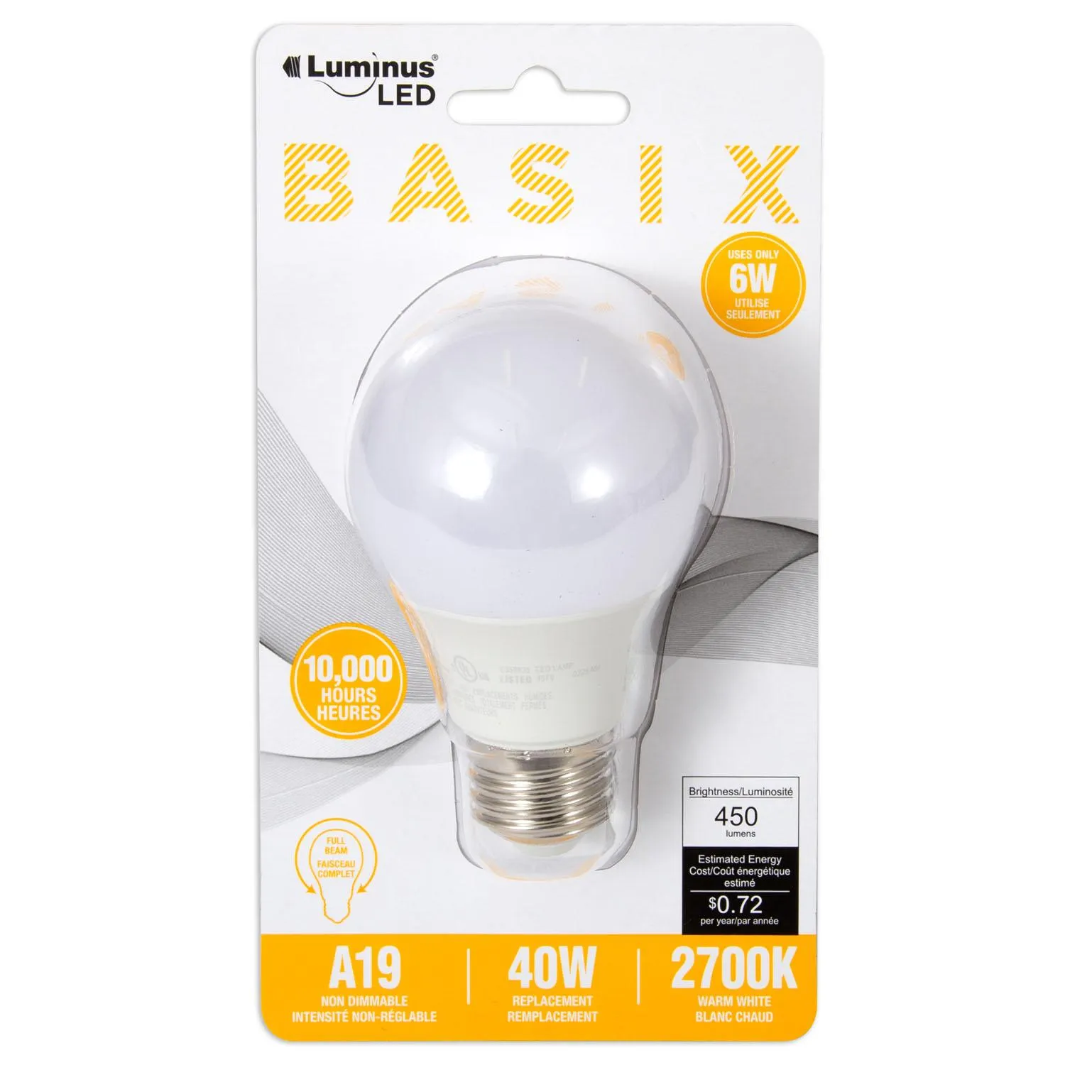 Luminus LED Basix 6W A19 2700K