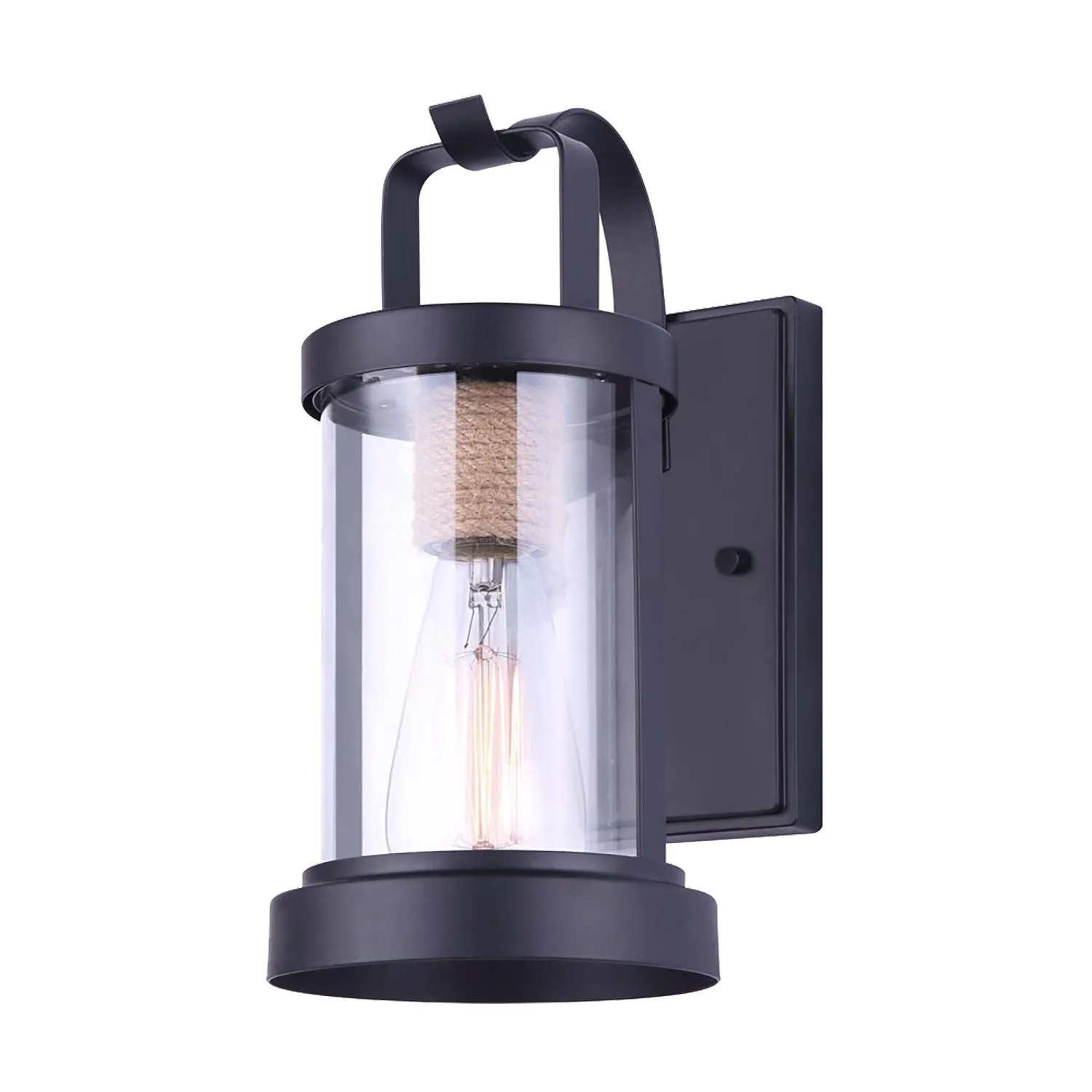 Delano 1 Light Matte Black And Rope Color Outdoor Downlight