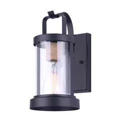 Delano 1 Light Matte Black And Rope Color Outdoor Downlight