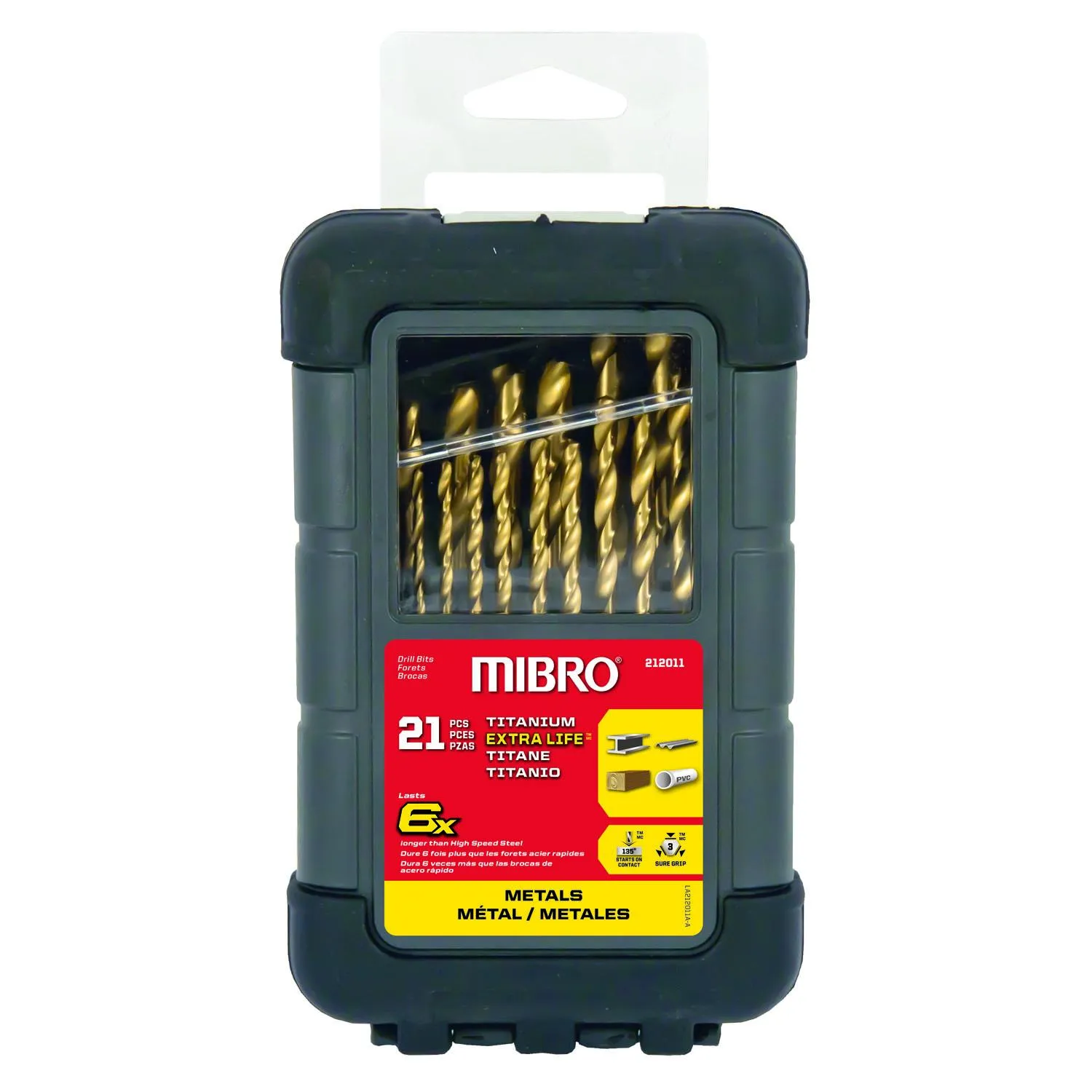 1/16 - 3/8" Titanium Coated 21 Piece Drill Bit Set