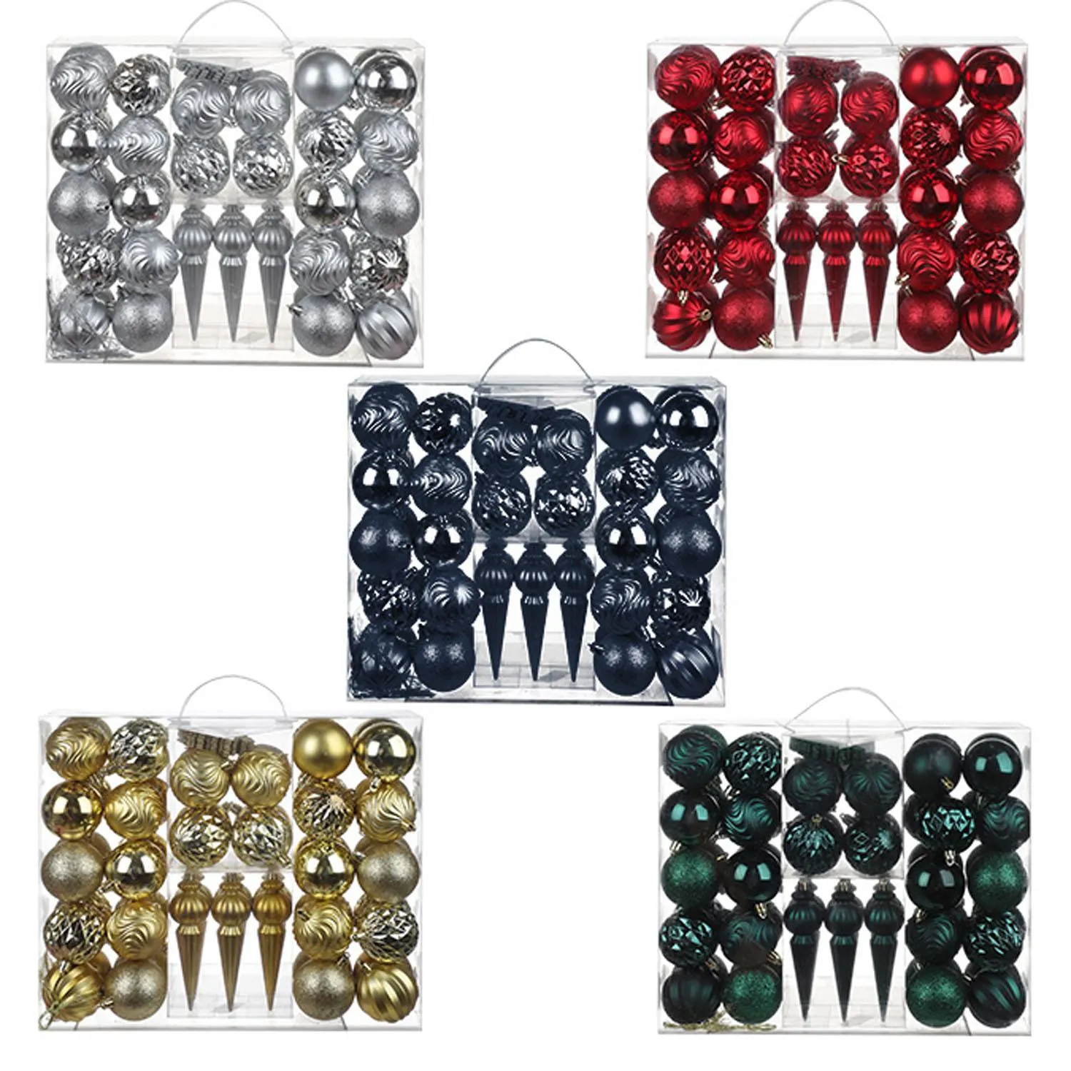 Shatterproof Ornaments In Assorted Solid Colours-60/Pack