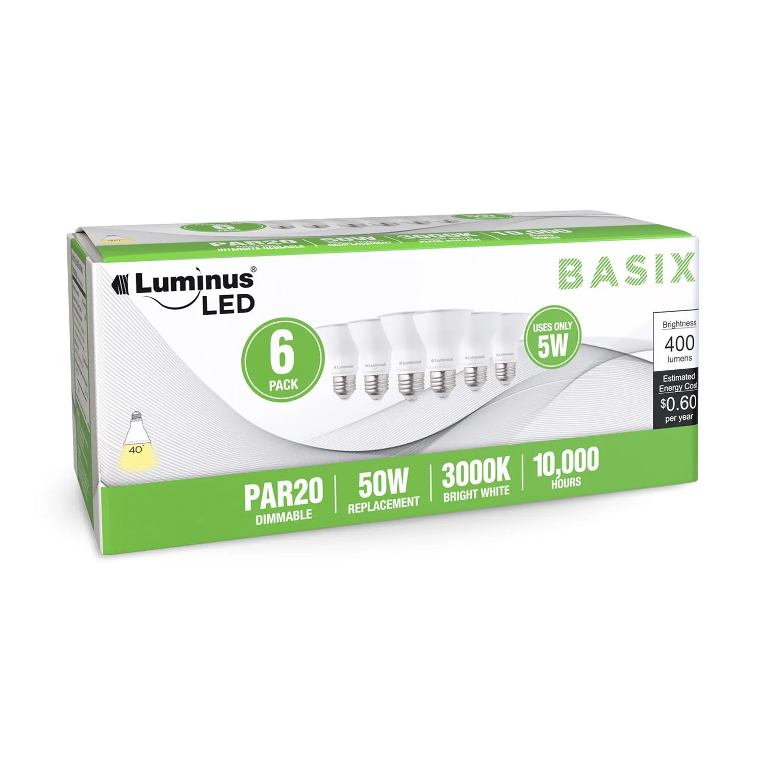 Basix PAR20 3000K-6/Box