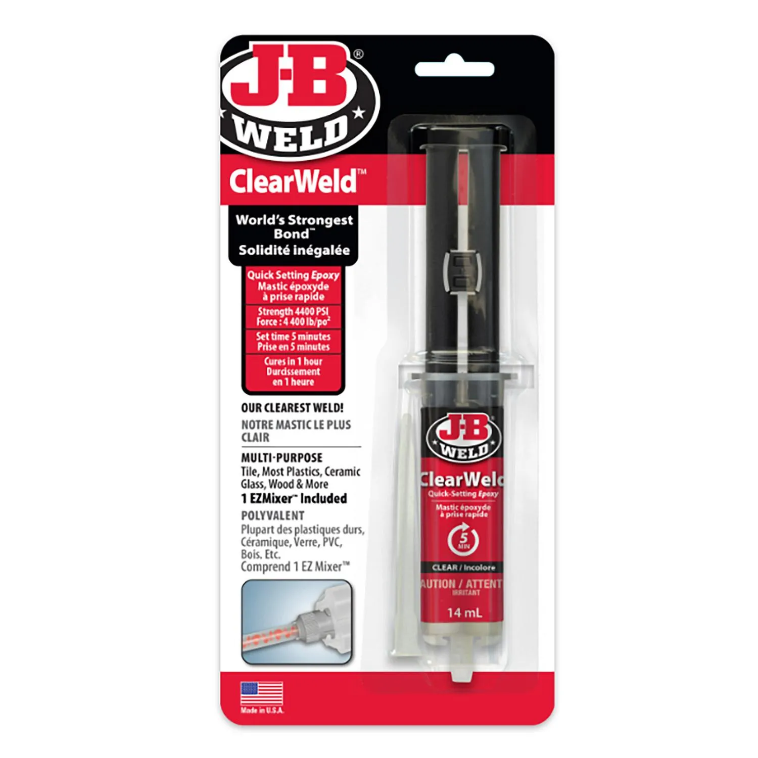 Époxy en seringue 14 ml J-B Weld ClearWeld