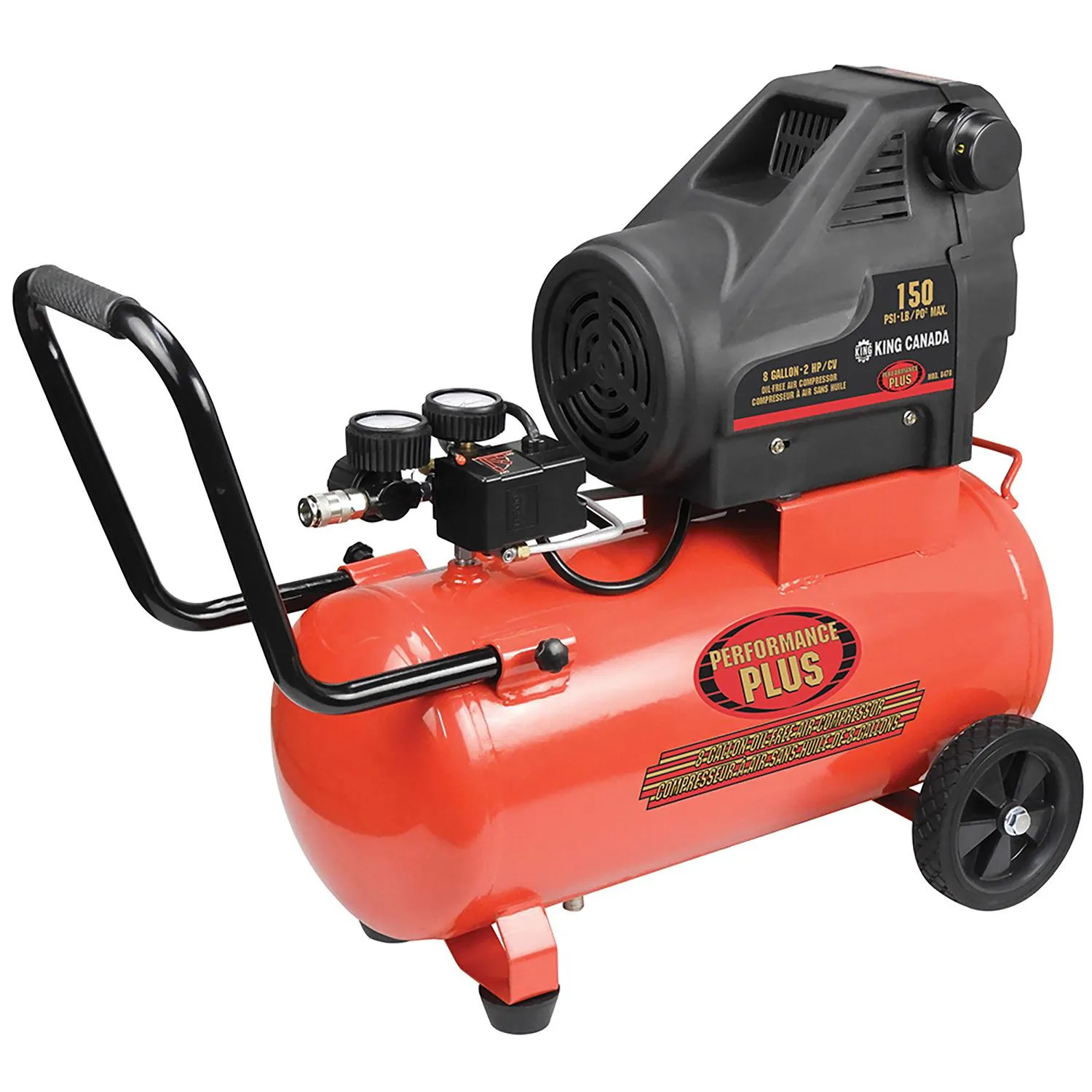 King Canada 8 Gallon Horizontal Air Compressor - Kent.ca