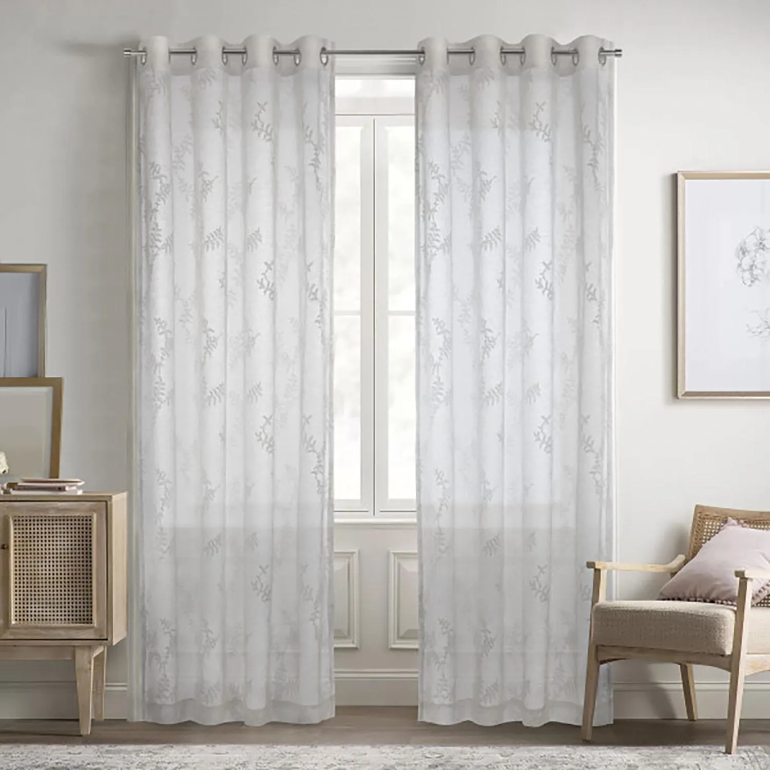 52"x84" Anita Embroidered Panel Off-white