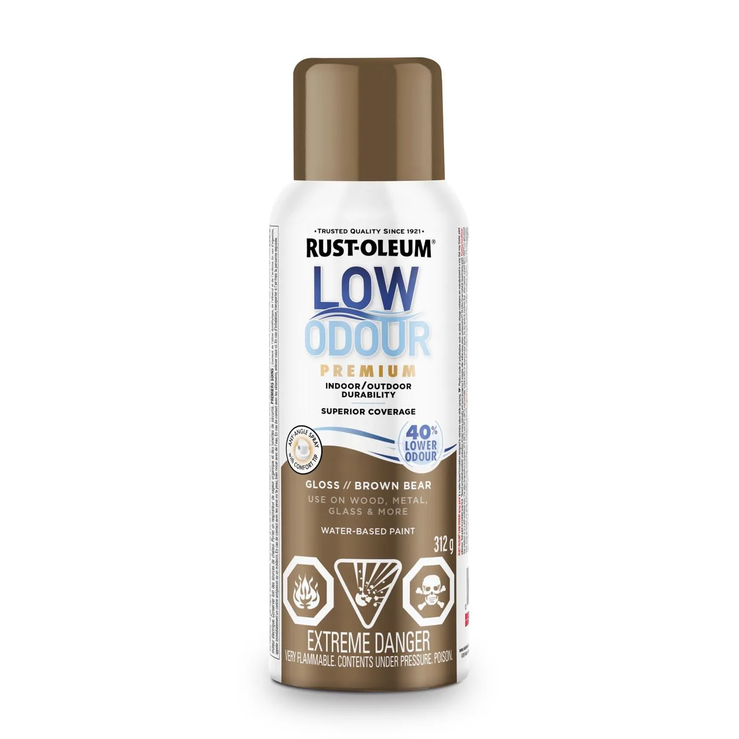 Rust-Oleum Low Odour Spray Paint Gloss 312g - Brown Bear - Kent.ca