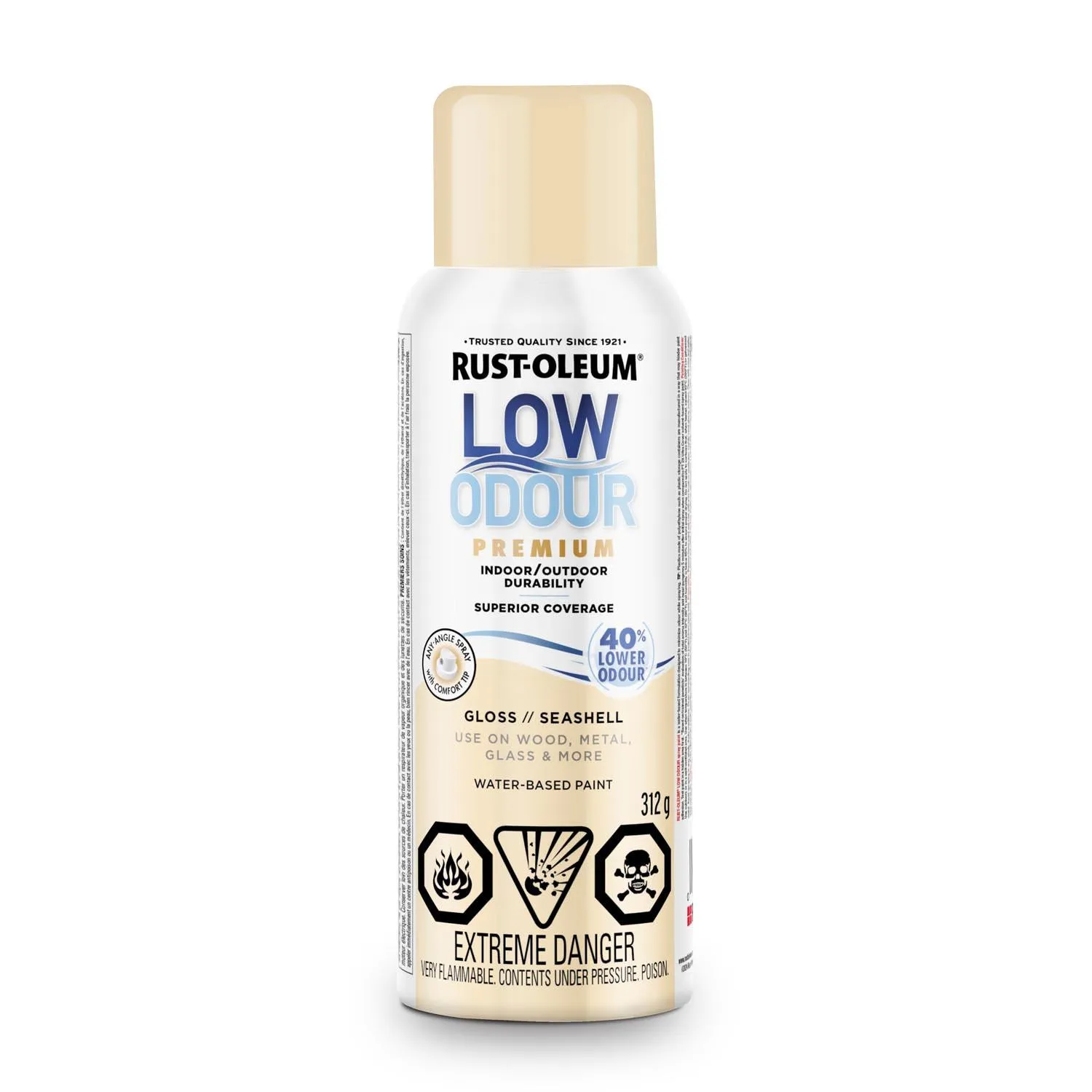 Rust-Oleum Low Odour Spray Paint Gloss 312g - Seashell - Kent.ca