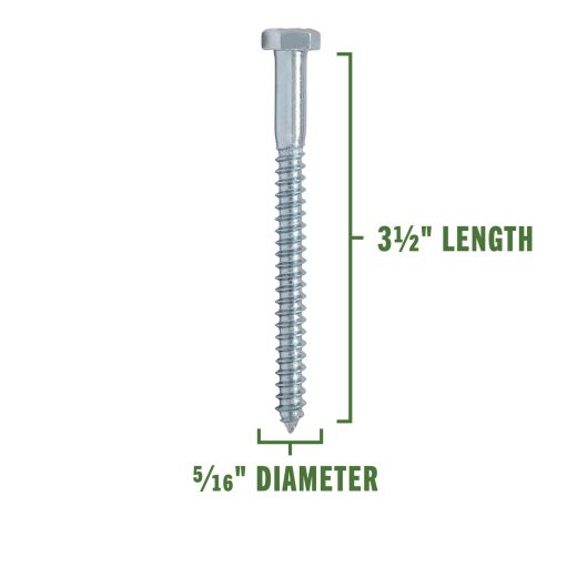 5/16" x 3-1/2" Zinc Plated Hex Lag Screw