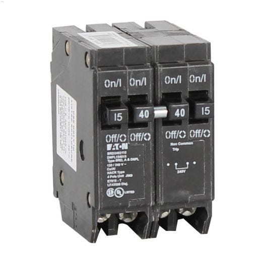 4 Pole (2) 15 A (1) 40 A Type DNPL Plug-In Circuit Breaker