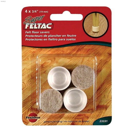 3/4" White Plastic Round Leg Tip With Felt