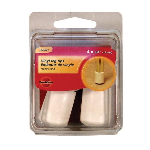3/4" White Plastic Leg Tip