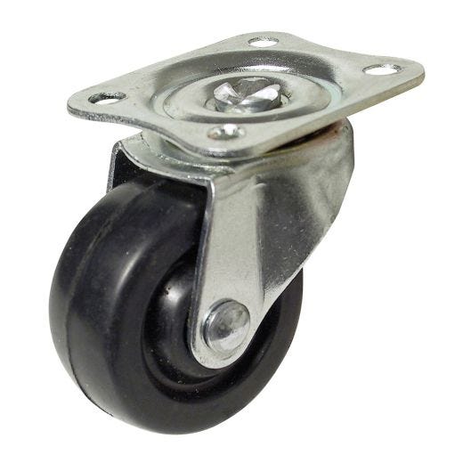 1-1/2" Black Soft Rubber Wheel Swivel Caster