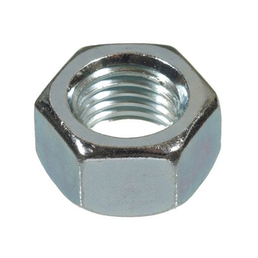 M12 x 1.75 Silver Zinc Plated Hex Nut-2/Pack
