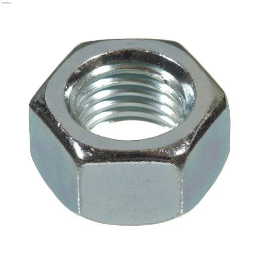 M12 x 1.75 Silver Zinc Plated Hex Nut-2\/Pack