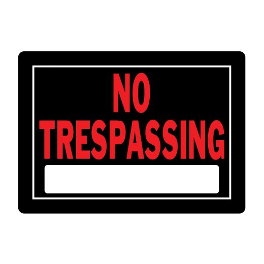 10" x 14" Fluorescent Red On Black No Trespassing Sign