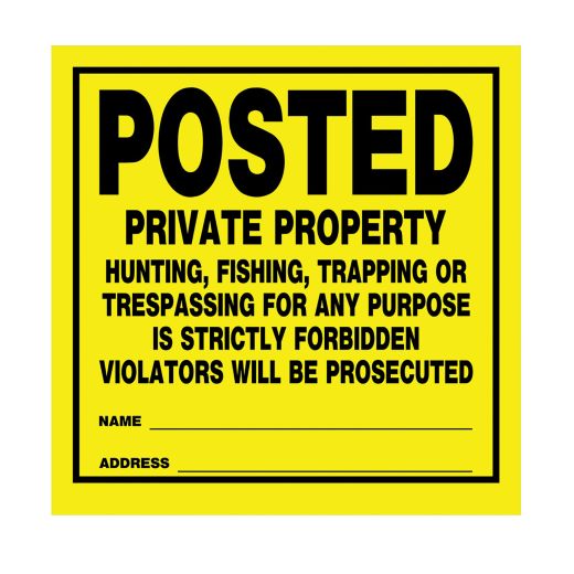11" x 11" Black On Bright Yellow Private Heavy Duty Sign