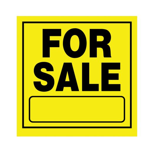 11" x 11" Black On Bright Yellow For Sale Heavy Duty Sign