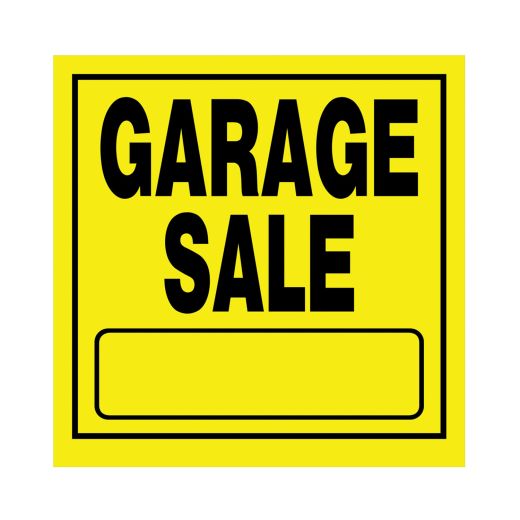 11" x 11" Black On Bright Yellow Garage Sale Heavy Duty Sign