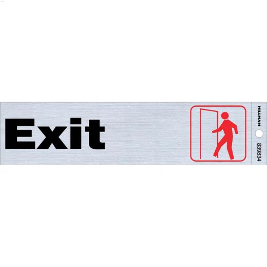 2" x 8" Black & Red/Nickel Exit Self-Adhesive Sign