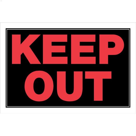 8" x 12" Red On Black Keep Out Sign
