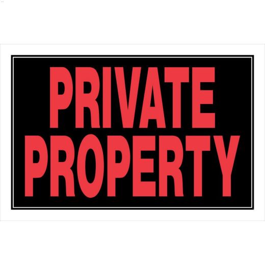 8" x 12" Red On Black Private Property Sign
