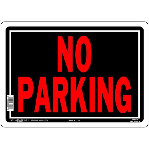 10" x 14" Fluorescent Red On Black No Parking Sign