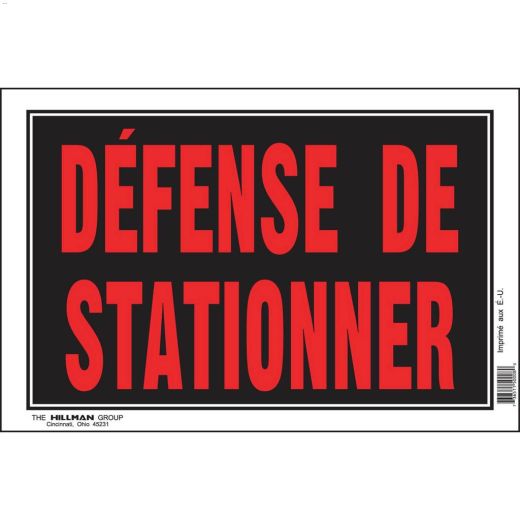 Écriteau Défense de stationner