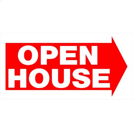 12\" x 24\" White On Red Open House With Arrow Heavy Duty Sign