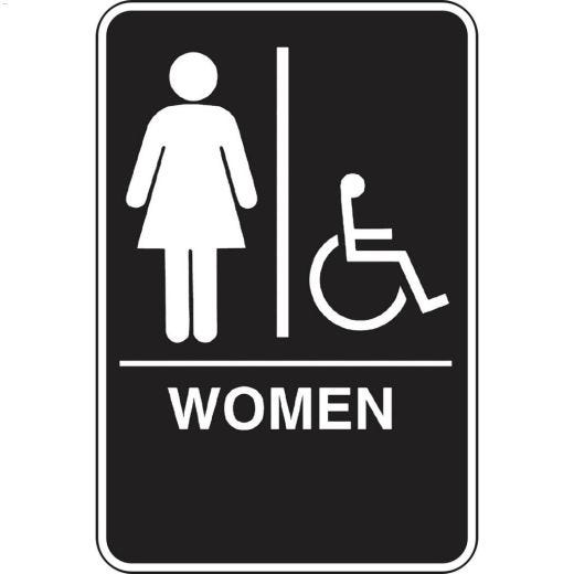 Écriteau toilettes Accessible handicapés Femmes avec Braille