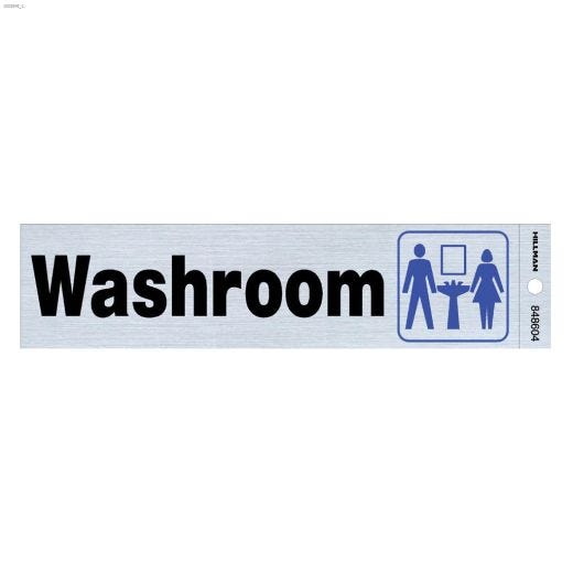 2\" x 8\" Black & Blue\/Nickel Washroom Sign