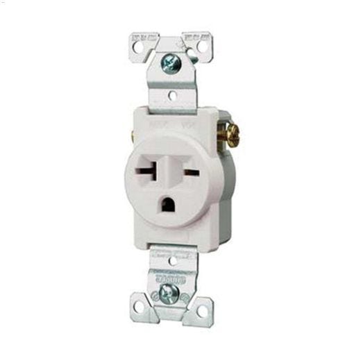 20 A White Straight Blade Single Receptacle