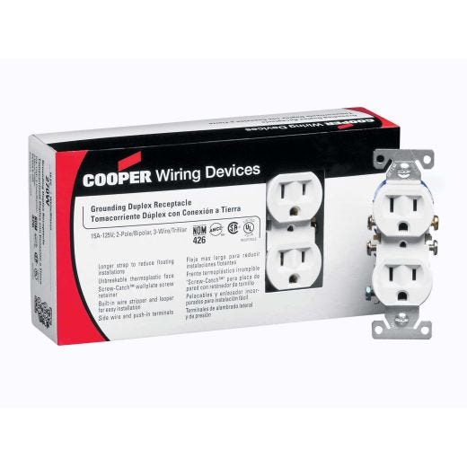 15 A White Duplex Receptacle-10/Pack