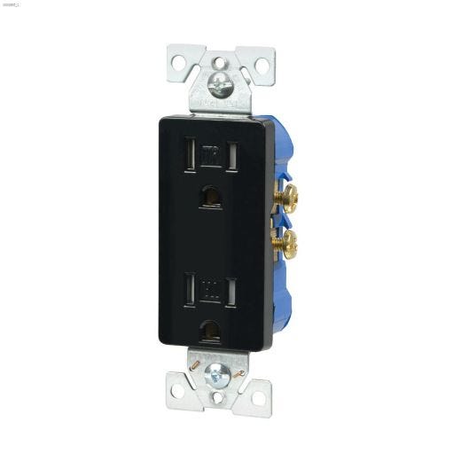 15 A Black Tamper Resistant Decorator Duplex Receptacle