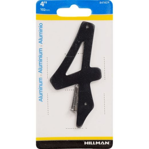 #4 - 4" Die Cast Aluminum Black House Number
