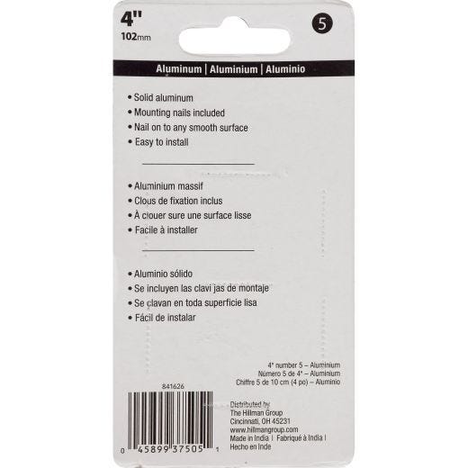 #5 - 4" Numéro de maison Aluminium moulé sous pression Noir