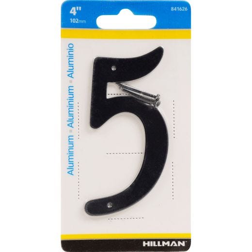 #5 - 4" Numéro de maison Aluminium moulé sous pression Noir