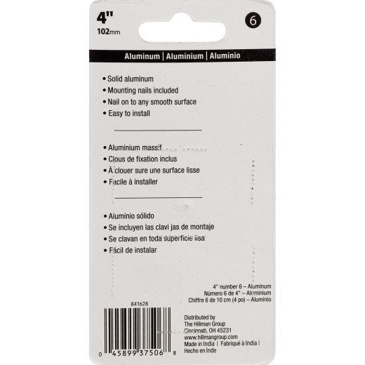 #6 - 4" Numéro de maison Aluminium moulé sous pression Noir