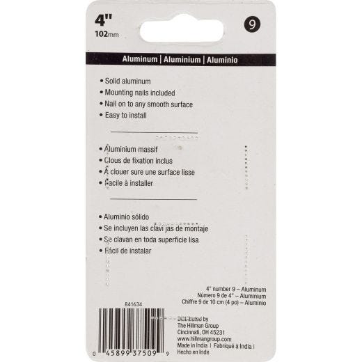 #9 - 4" Numéro de maison Aluminium moulé sous pression Noir