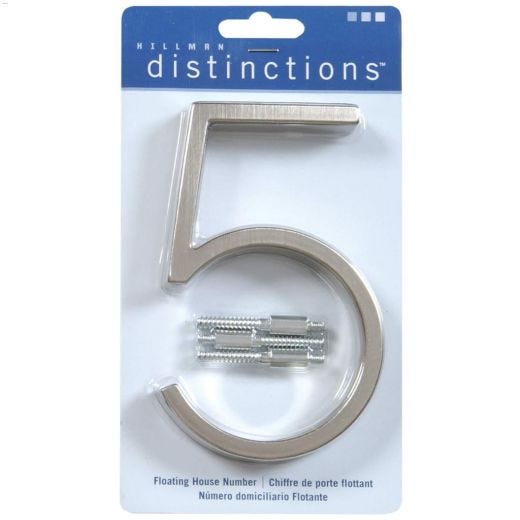 Numéros de maison flottants, en nickel brossé, 5"