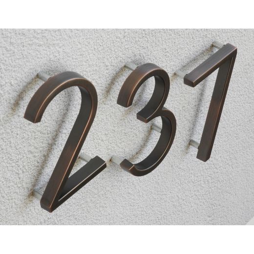 Numéros de maison flottants, en nickel brossé, 5"