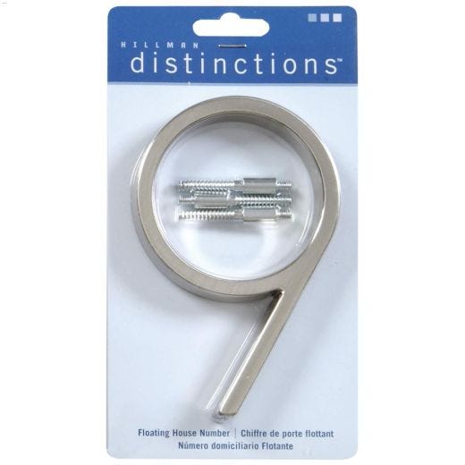 Numéros de maison flottants, en nickel brossé, 5"