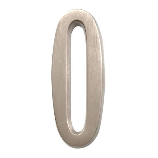 #0 - 4" Brushed Nickel Self-Adhesive Address Plaque Number