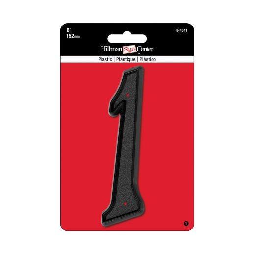 #1 - 6" Plastic Black House Number