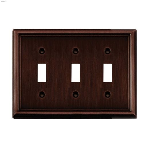 Dark Oil Rubbed Bronze Metal Triple Toggle Wallplate